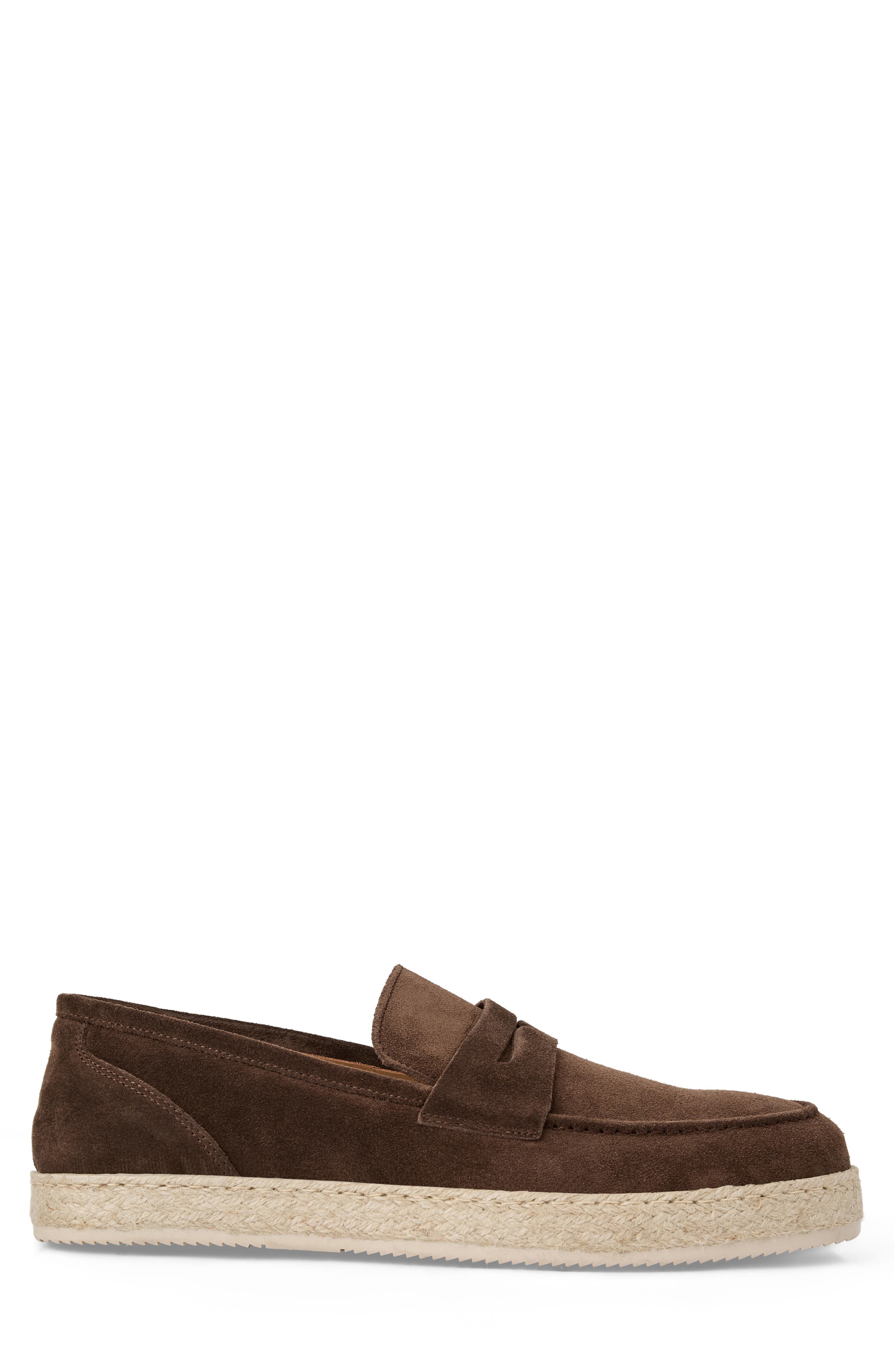 Amalfi Penny Loafer, Alternate, color, DARK BROWN SUEDE