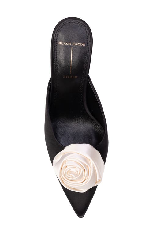 Black Suede Studio Luv Pointed Toe Mule In Black Satin Coconut