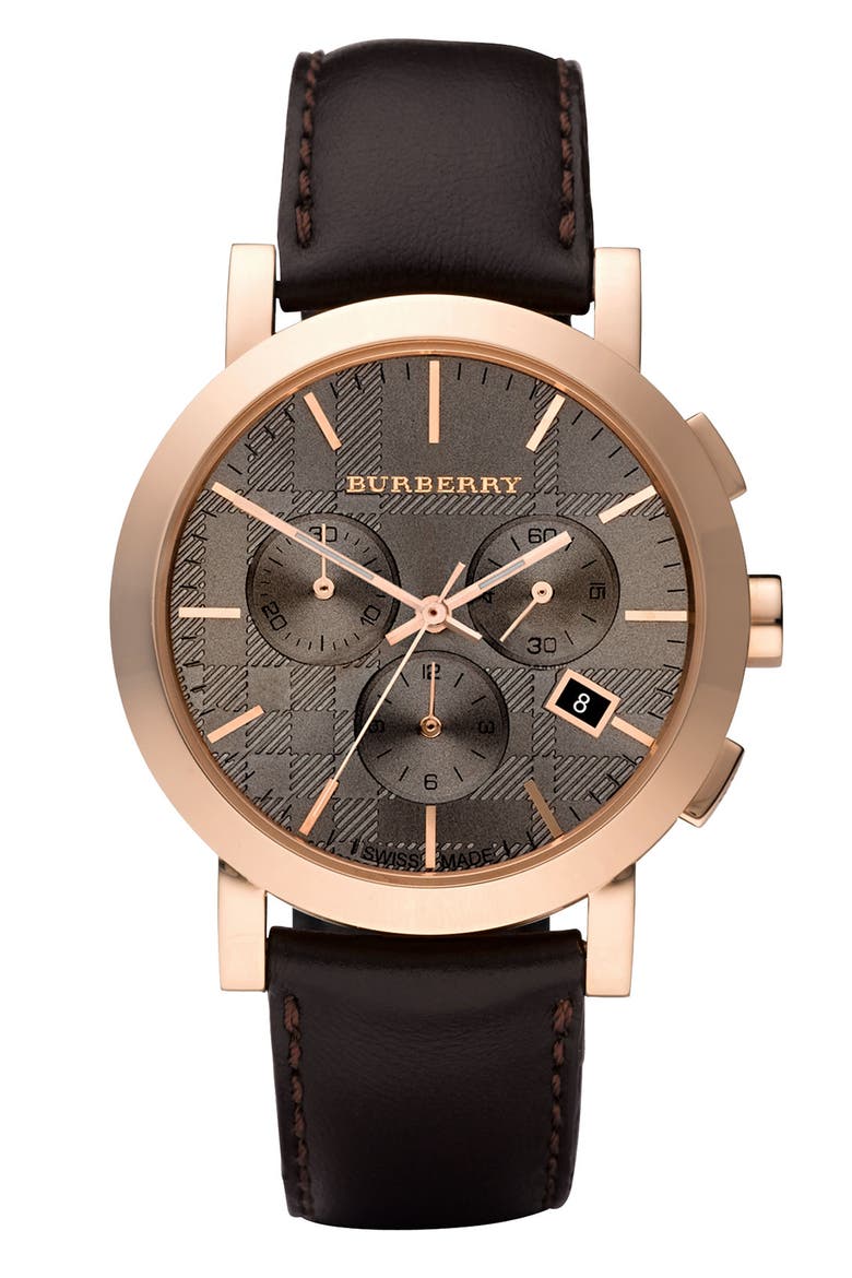 Large Taupe Dial Chronograph Watch, Main, color, ROSE GOLD/ BROWN