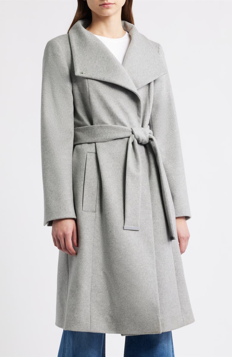 BOSS Wool & Cashmere Belted Coat, Main, color, Light Pastel/ Grey