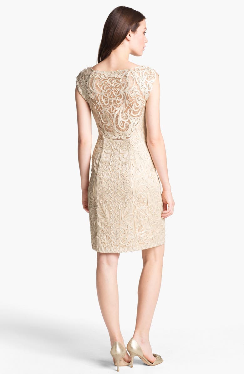 Sue Wong Soutache Cap Sleeve Sheath Dress, Alternate, color,