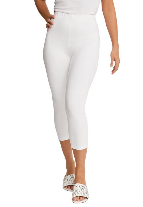 Jessica London Everyday Stretch Cotton Capri Legging In White