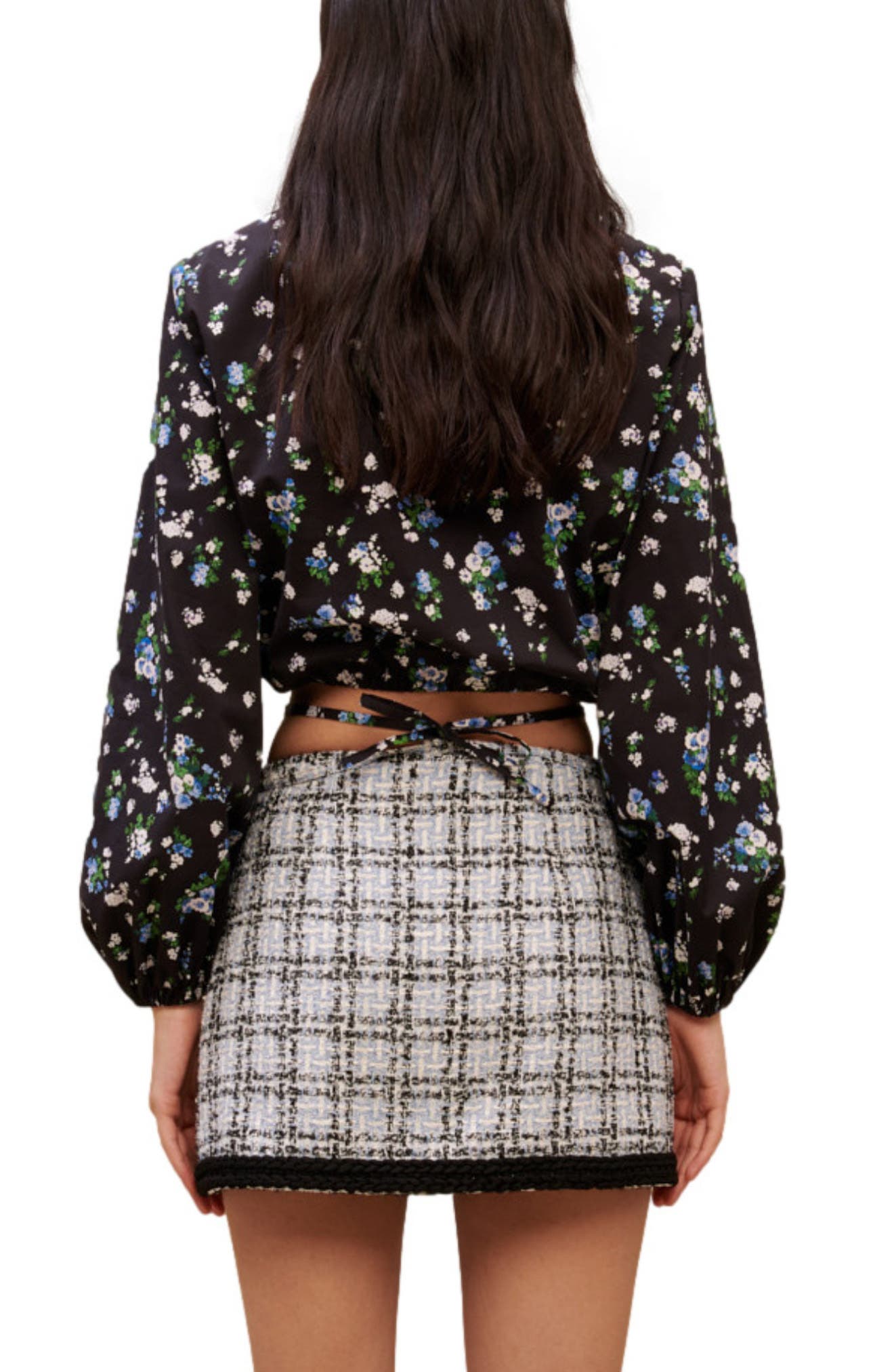 Lovy Floral Stretch Cotton Tie Back Crop Top - image 2
