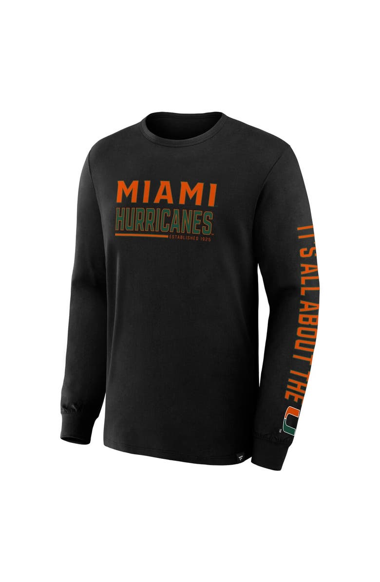 FANATICS Men's Fanatics Black Miami Hurricanes Quad Fuel The Fire Long Sleeve T-Shirt, Alternate, color, Black
