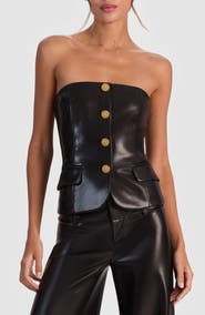 Alice + Olivia Madison Faux Leather Bustier