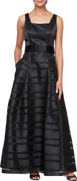 Alex Evenings Mixed Media Organza A-Line Gown