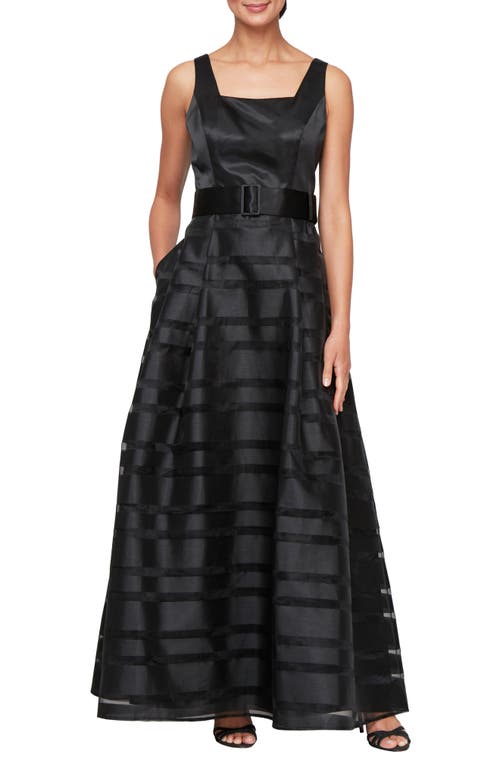 Alex Apparel Mixed Media Organza A-line Gown In Black