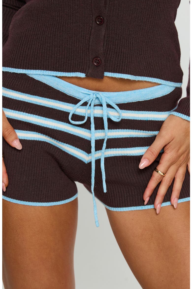 Blaiza Low Rise Knit Shorts, Alternate, color, BLUE / BROWN STRIPE