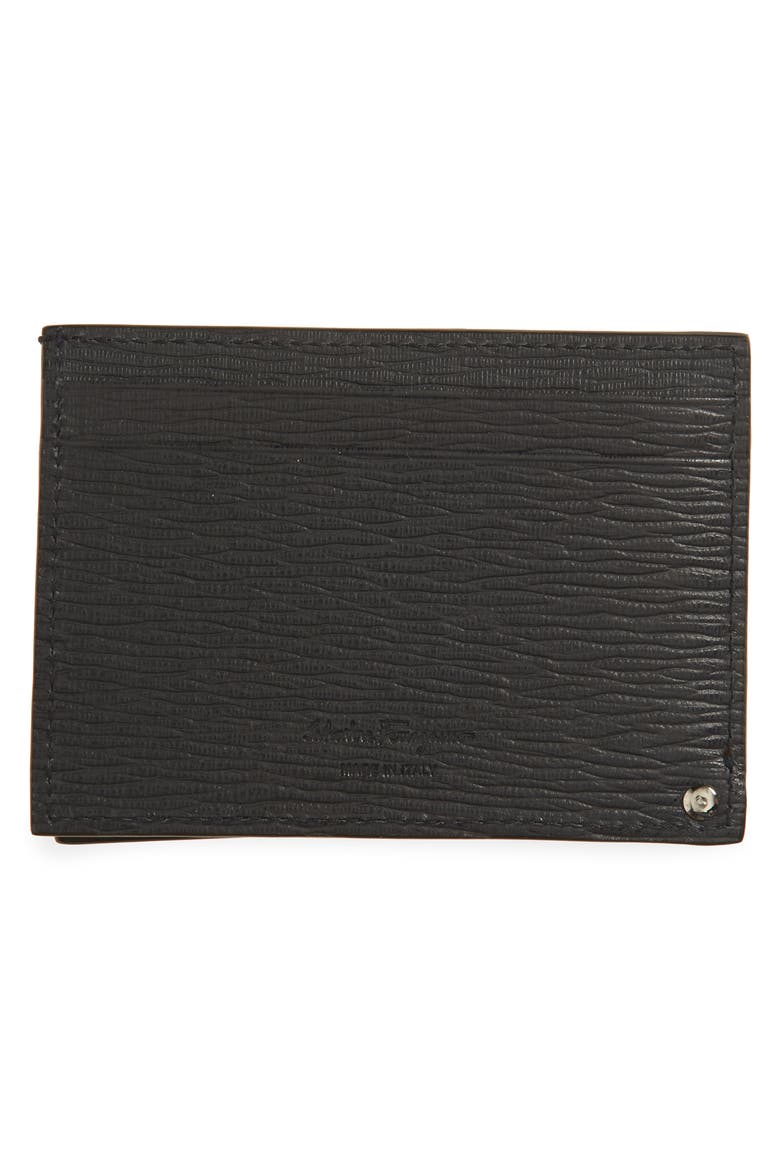Salvatore Ferragamo Revival Leather Card Case, Alternate, color, WEGNER GREY/ TABACCO/ NERO