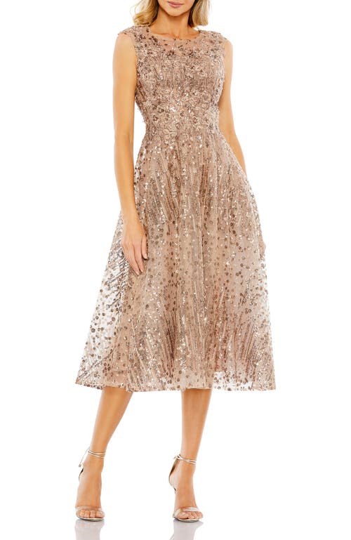 Mac Duggal Women's Sequined Cap Sleeve Fit And Flare Dress In Bronze