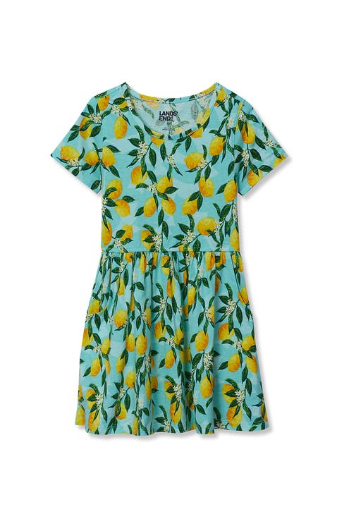 Girls Short Sleeve Gathered Waist Jersey Dress