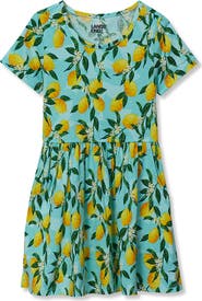 Lands' End Girls Short Sleeve Gathered Waist Jersey Dress