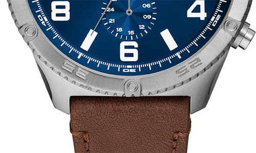 Fossil Brox Multifunction Leather Strap Watch, 50mm In Brown