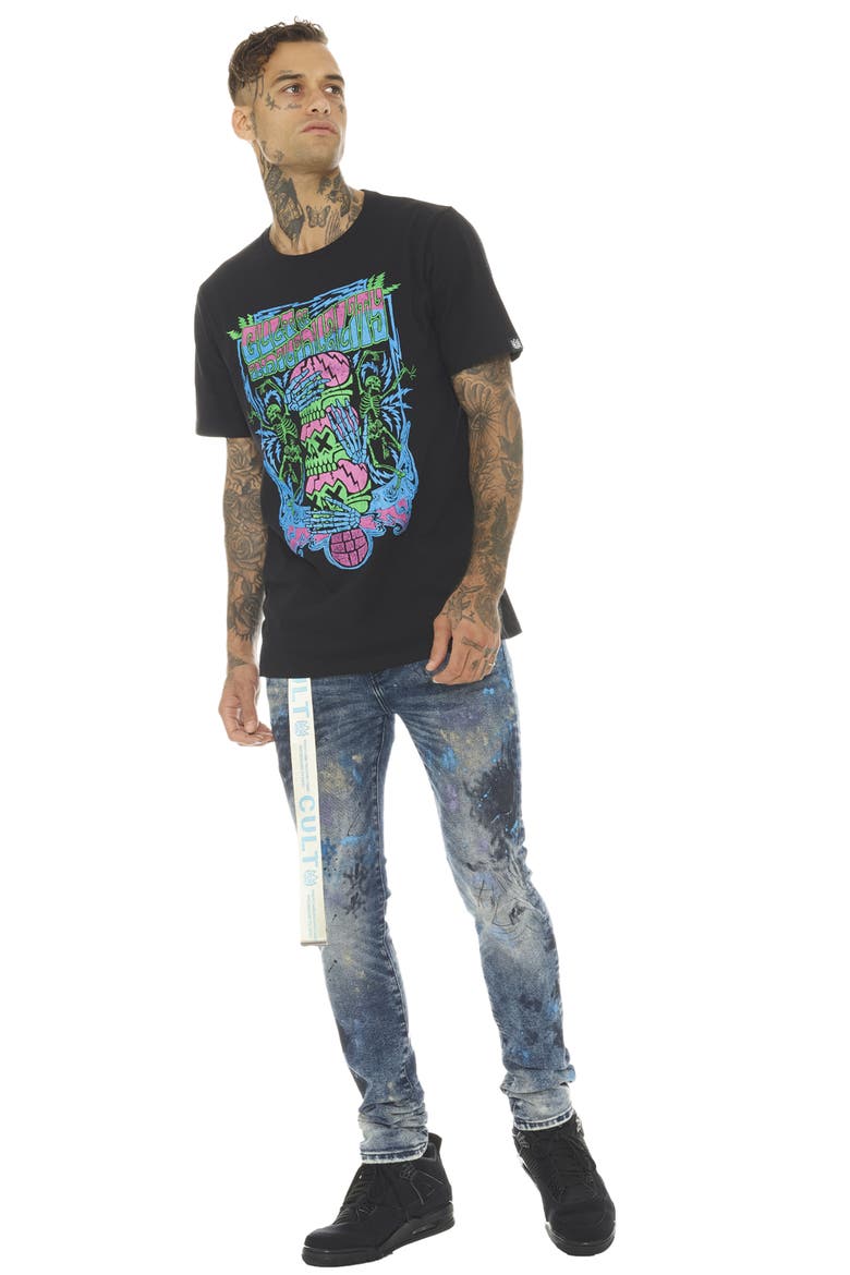 Punk Super Skinny Stretch Jeans with Web Belt, Alternate, color, ABSTRACT