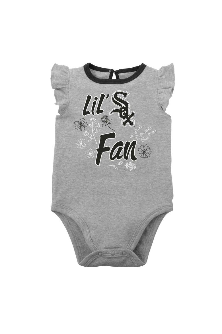 Infant Black/Heather Gray Chicago White Sox Little Fan Two-Pack Bodysuit Set, Alternate, color, Black
