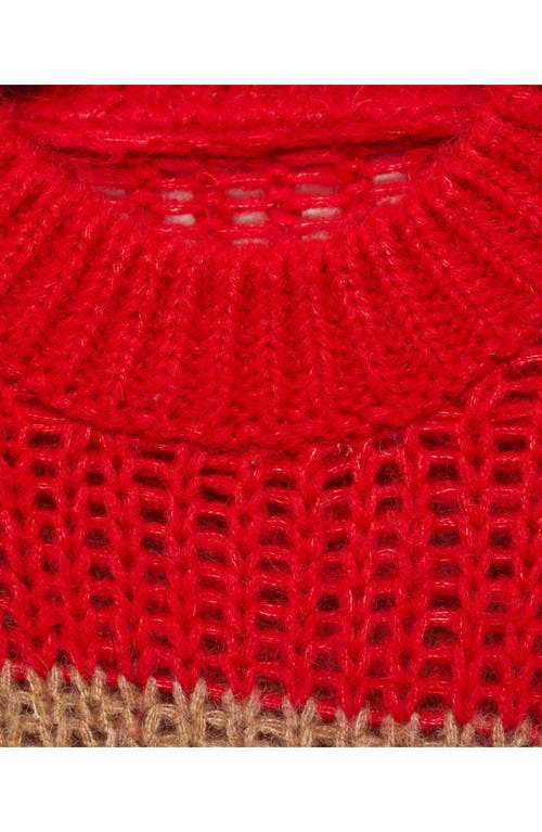 Mango Candice Stripe Crewneck Sweater In Red