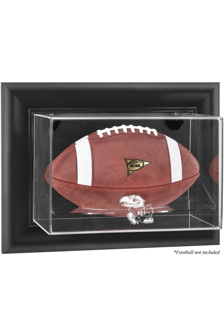 Kansas Jayhawks Black Framed Wall-Mountable Football Display Case, Main, color, Black