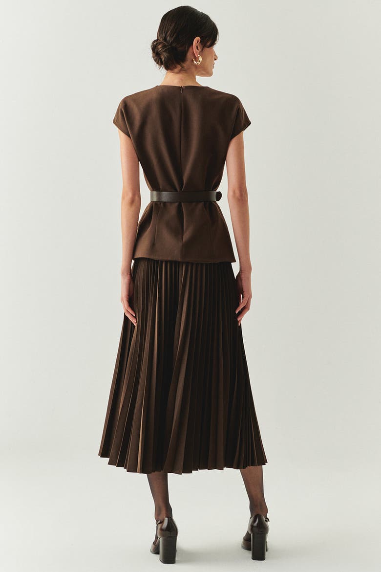 Jolie Midi Dress, Alternate, color, BROWN