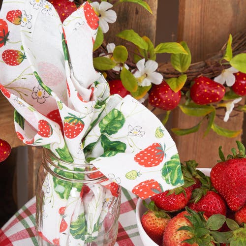 C & F Home C&f Home Strawberry Patch & Plaid Placemats Set Of 6, 14" X 20" In Multi