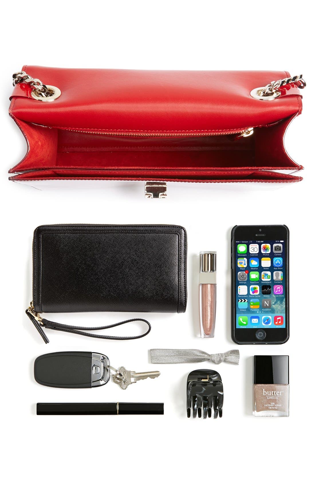 'Rebel' Patent Leather Shoulder Bag, Alternate, color, RED