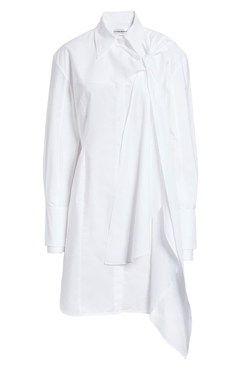Victoria Beckham Tie Detail Organic Cotton Poplin Shirtdress, Alternate, color, 