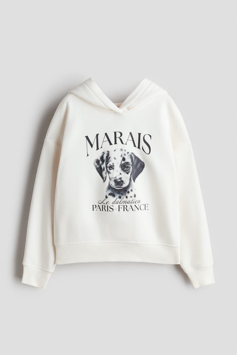 Oversized Motif-detail Hoodie, Main, color, Cream/Dalmatian