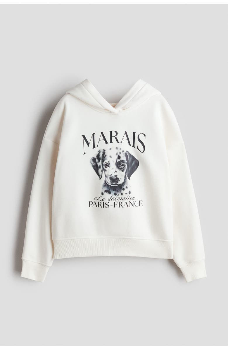 H&M Oversized Motif-detail Hoodie, Main, color, Cream/Dalmatian