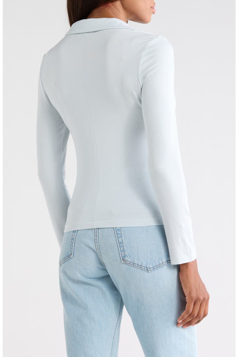 Lucy Ruched Polo Button-Up Shirt, Alternate, color, SKY