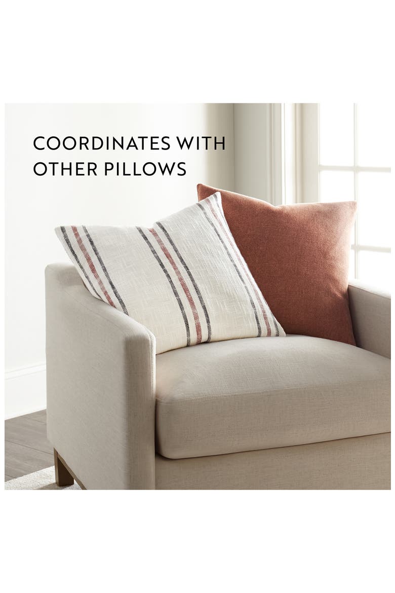 Yarn-Dyed Stripe Cotton Throw Pillow, Alternate, color, TERRACOTTA