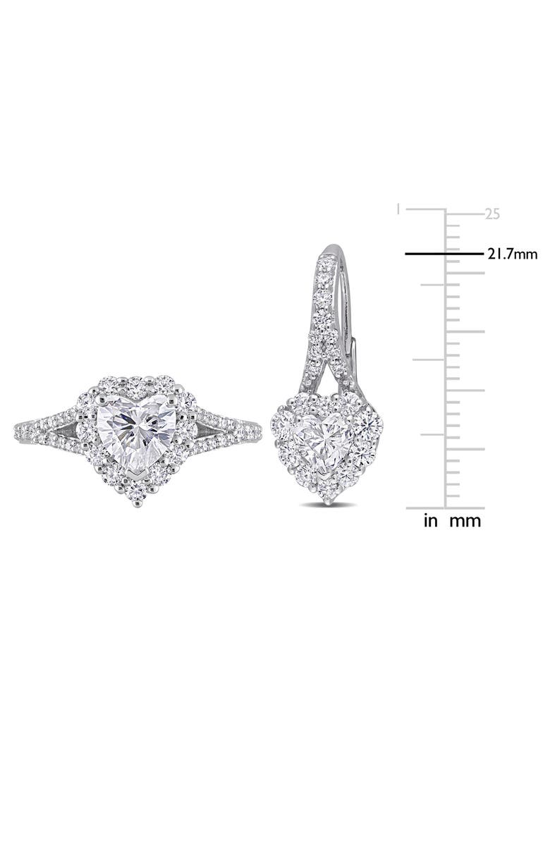 DELMAR Lab Grown Moissanite Heart Halo Earrings & Ring Set | Nordstromrack