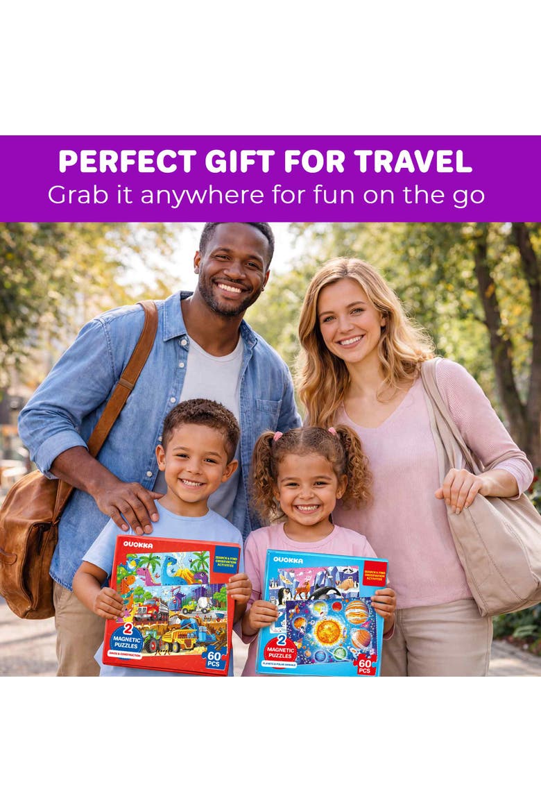 60 Pieces Magnetic Jigsaw Puzzles for Toddlers, Alternate, color, Space