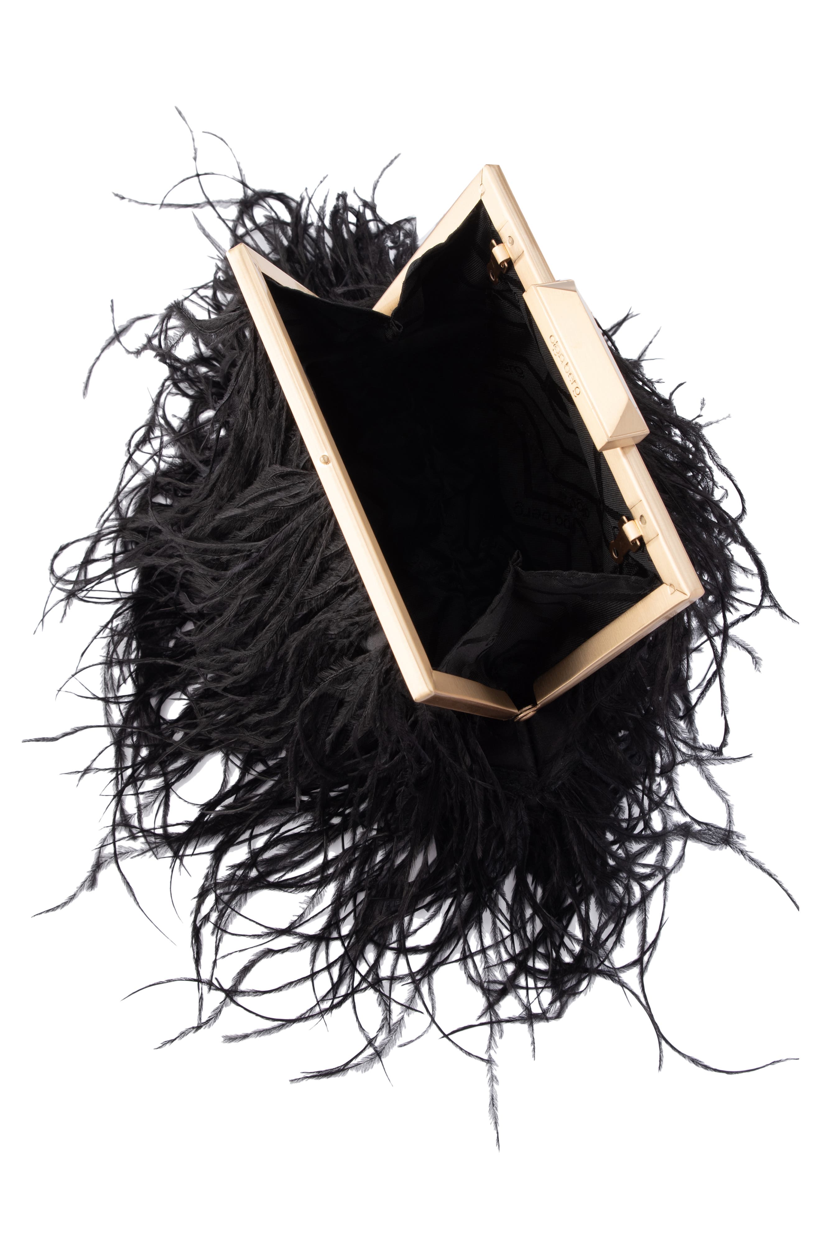 Olga Berg Ostrich Feather Embellished Clutch, Alternate, color, 