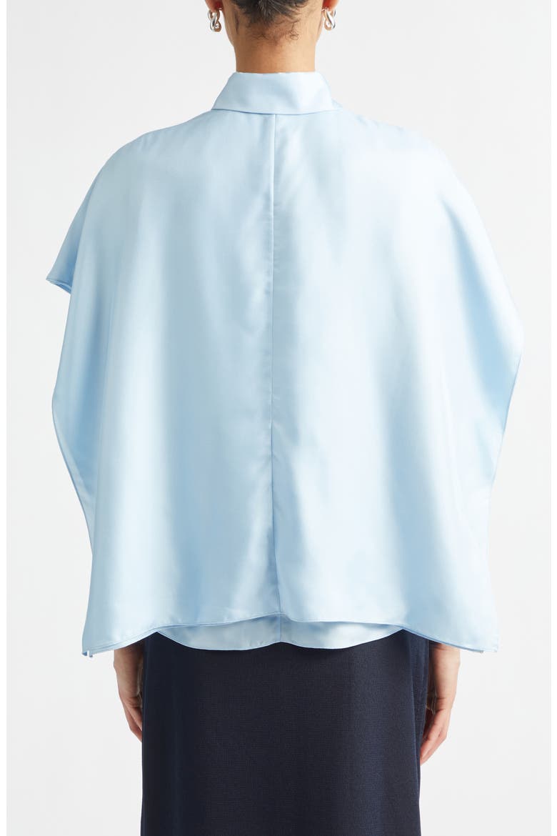 Layered Short Sleeve Silk Twill Button-Up Shirt, Alternate, color, 4052 OXFORD BLUE