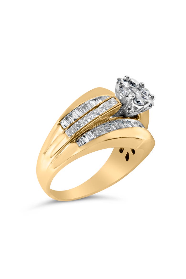 14K Yellow Gold 2-1/3 Ctw Diamond Cluster Channel Set Chevron Shaped Engagement Ring, Alternate, color, Yellow Gold