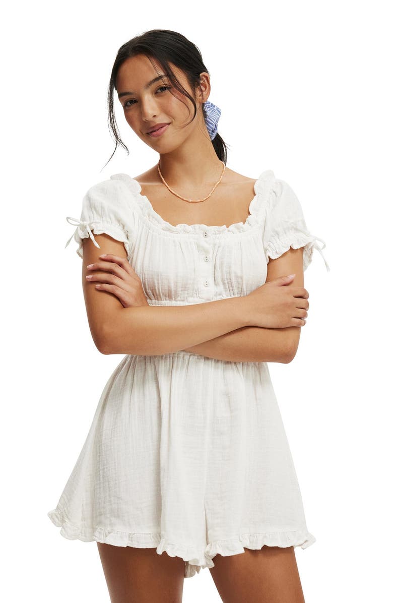 Cotton On Women's Sadie Button Through Playsuit, Main, color, White