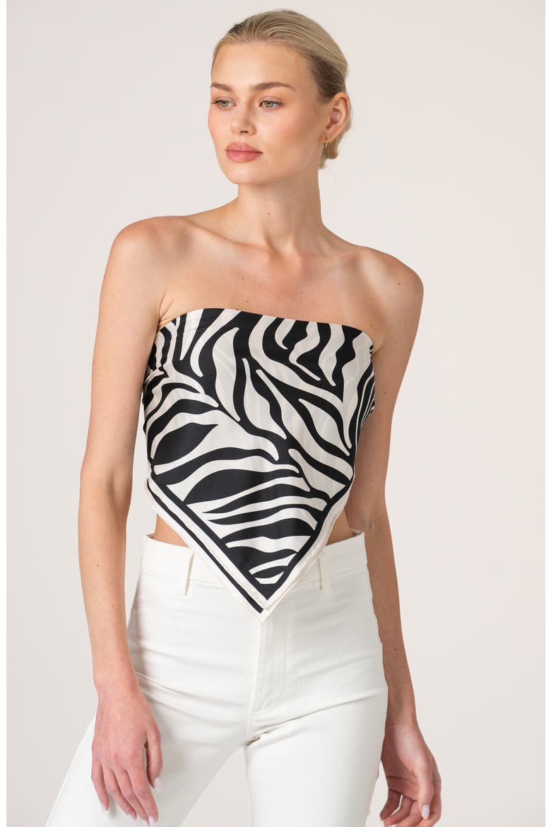 Zebra Wave Double Sided Silk Scarf, Alternate, color, Black