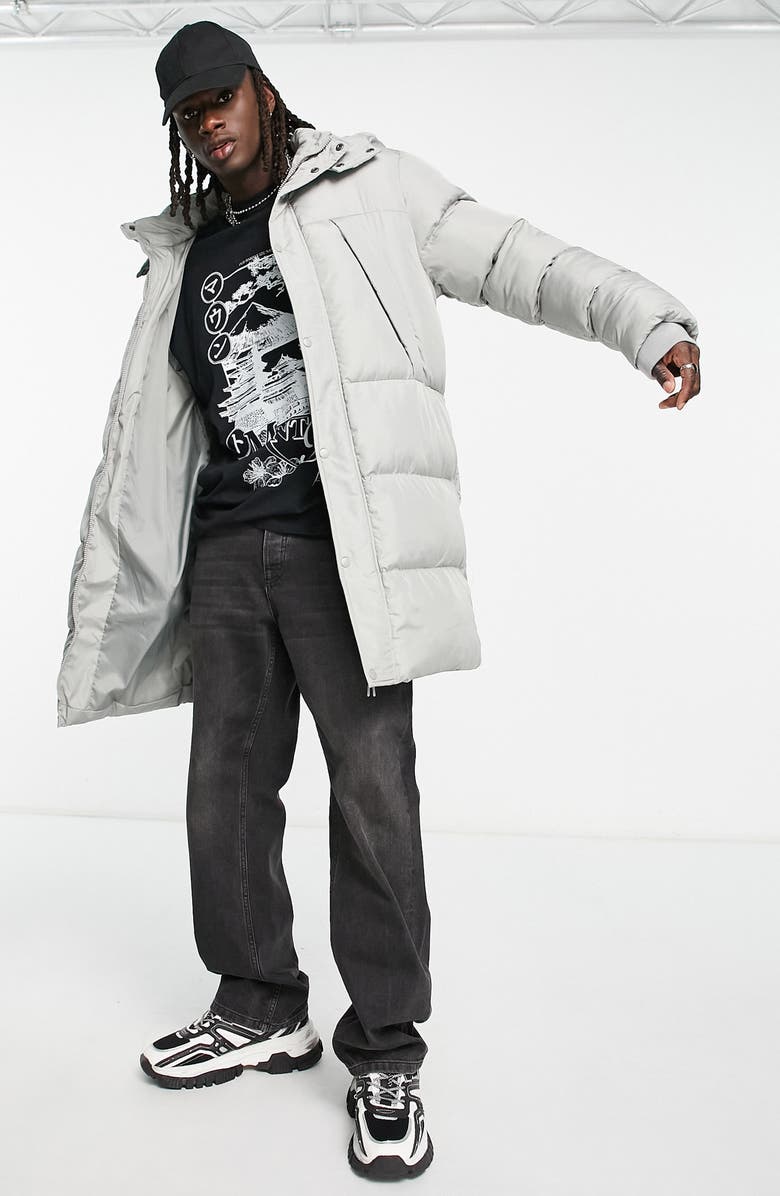 ASOS DESIGN Quilted Longline Puffer Jacket, Alternate, color,