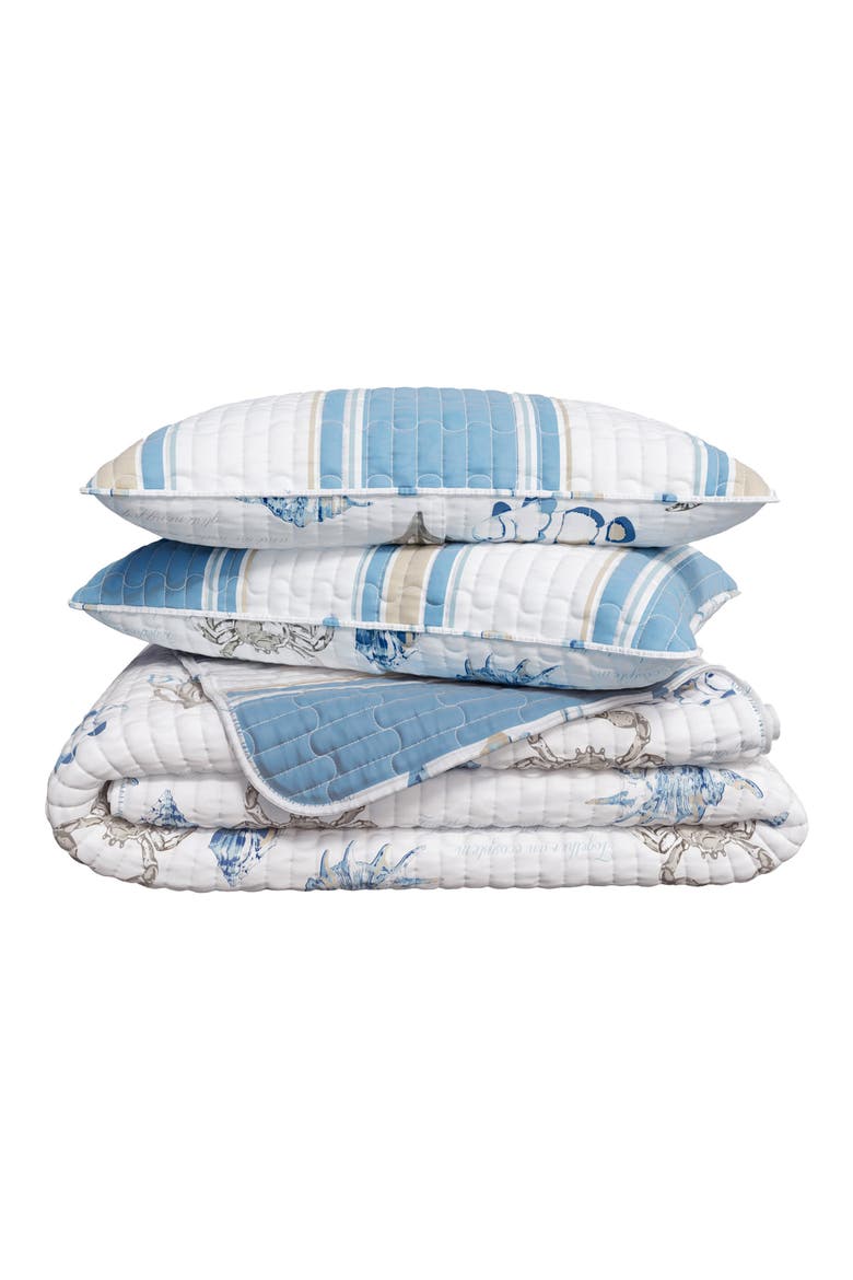 Striped Reversible Coastal Quilt Set, Main, color, FLAG STRIPE / OCEAN STORIES
