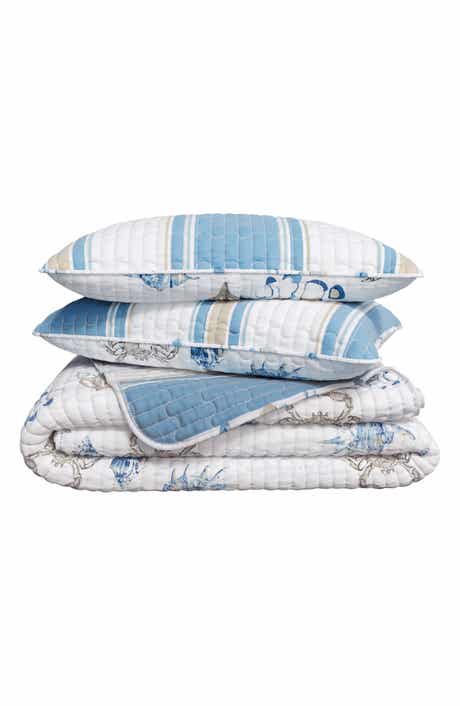 Striped Reversible Coastal Quilt Set