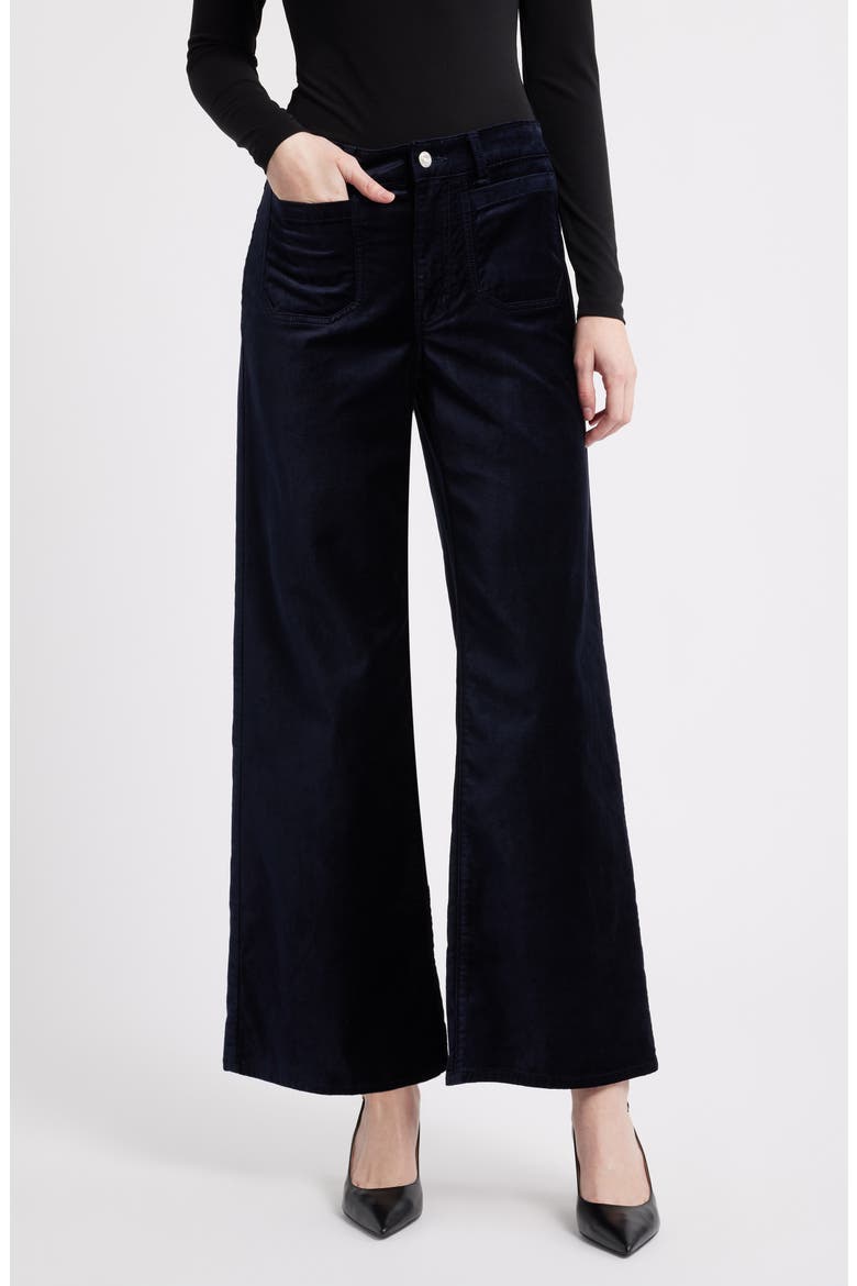 Le Slim Palazzo Velveteen Pants, Main, color, NAVY VELVET