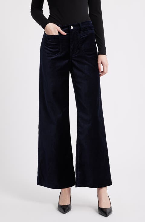 Le Slim Palazzo Velveteen Pants