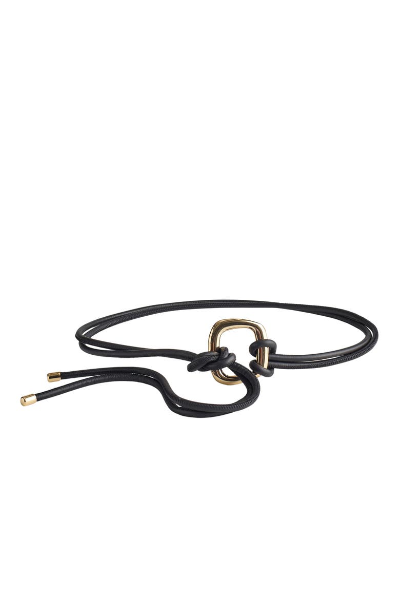 Madewell Sculpted Buckle Leather Tie Belt, Main, color, True Black