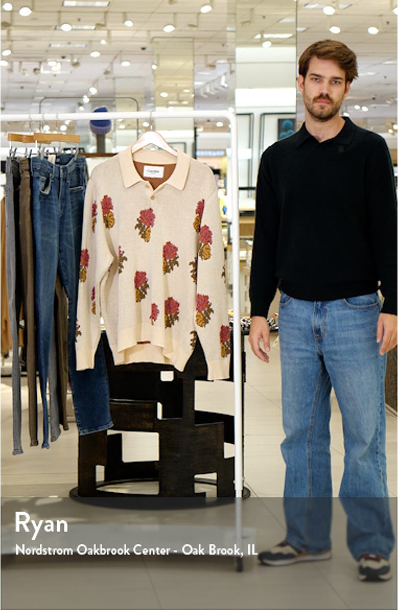 Floral Long Sleeve Knit Polo, sales video thumbnail