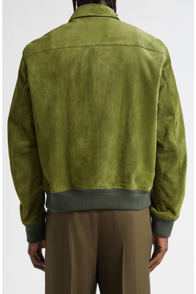 Collared Suede Bomber Jacket, Alternate, color, OLIVE