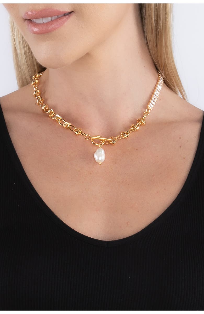 EYE CANDY LOS ANGELES Eliana Two-Tone Necklace, Alternate, color, Gold