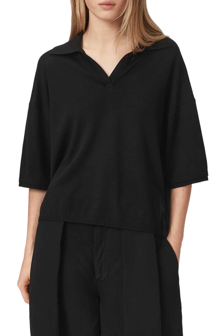 Bern Merino Wool Polo, Main, color, BLACK