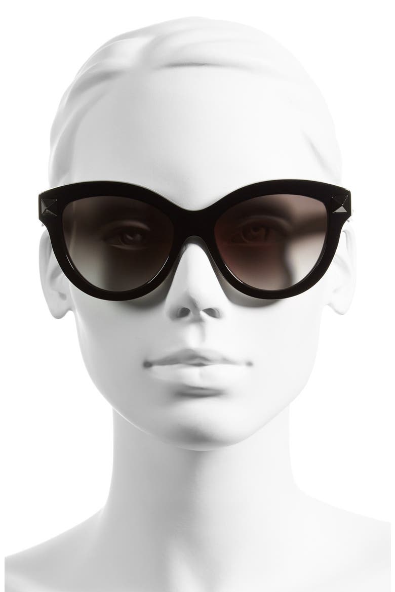 'Rockstud' 58mm Cat Eye Sunglasses, Alternate, color, BLACK/ WHITE