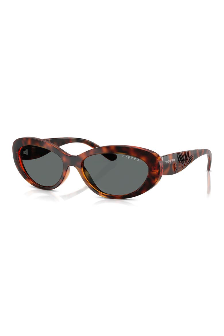 55mm Polarized Oval Sunglasses, Alternate, color, DARK HAVANA