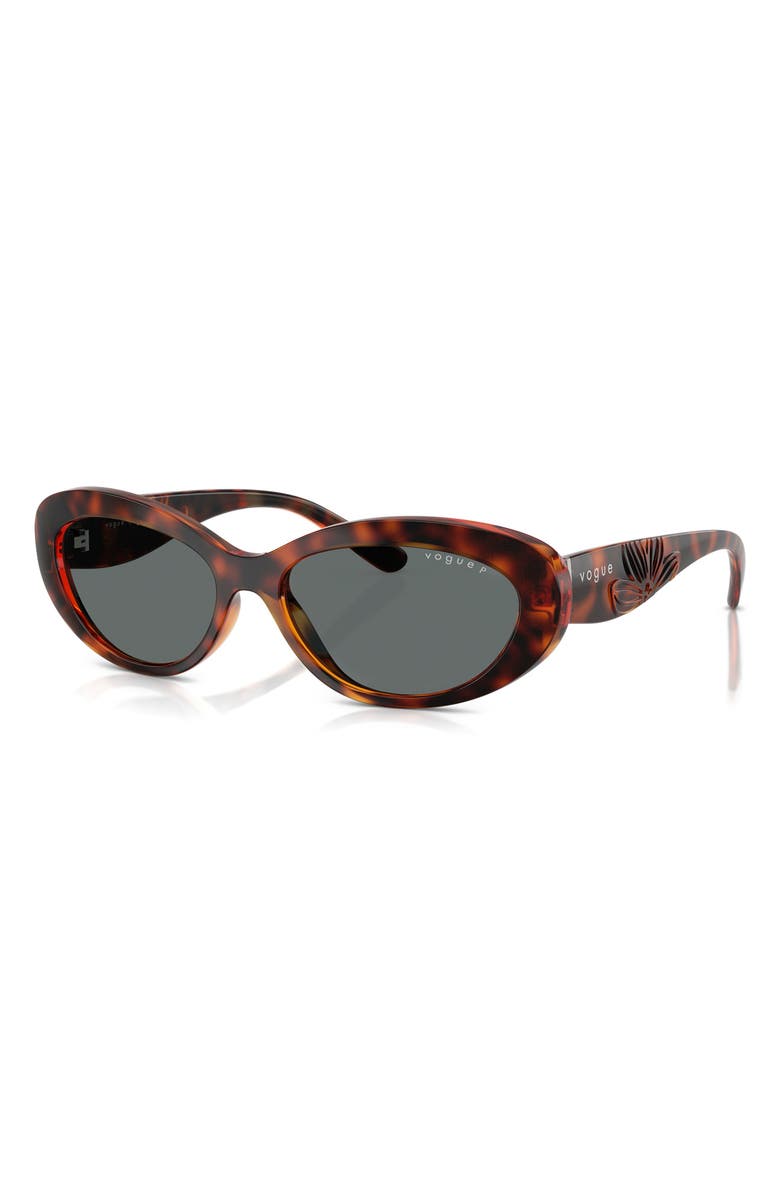 VOGUE 55mm Polarized Oval Sunglasses, Alternate, color, Dark Havana