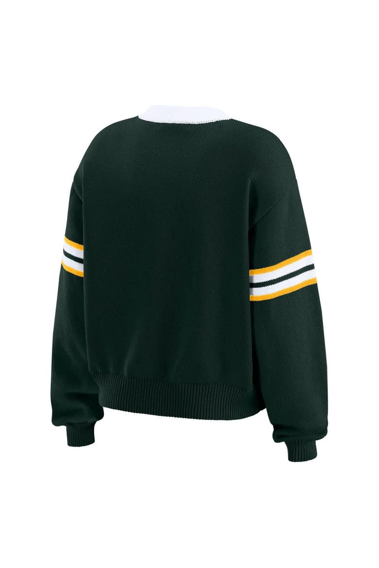 Women's WEAR by Erin Andrews Green  Green Bay Packers Lace-Up Sweater, Alternate, color, Green